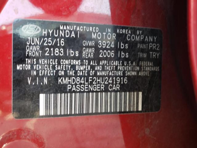 Photo 9 VIN: KMHD84LF2HU241916 - HYUNDAI ELANTRA SE 