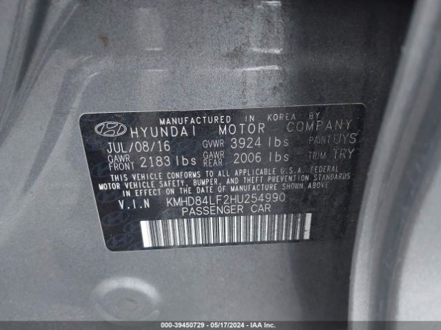 Photo 8 VIN: KMHD84LF2HU254990 - HYUNDAI ELANTRA 