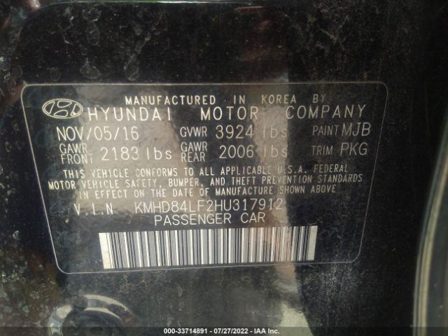 Photo 8 VIN: KMHD84LF2HU317912 - HYUNDAI ELANTRA 