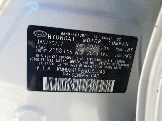 Photo 9 VIN: KMHD84LF2HU381349 - HYUNDAI ELANTRA SE 