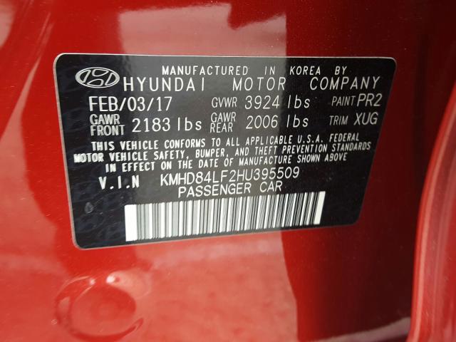 Photo 9 VIN: KMHD84LF2HU395509 - HYUNDAI ELANTRA 