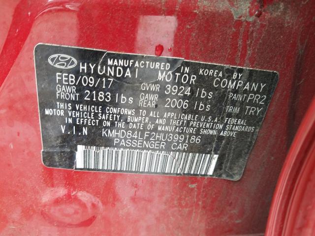 Photo 9 VIN: KMHD84LF2HU399186 - HYUNDAI ELANTRA SE 