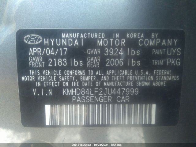 Photo 8 VIN: KMHD84LF2JU447999 - HYUNDAI ELANTRA 