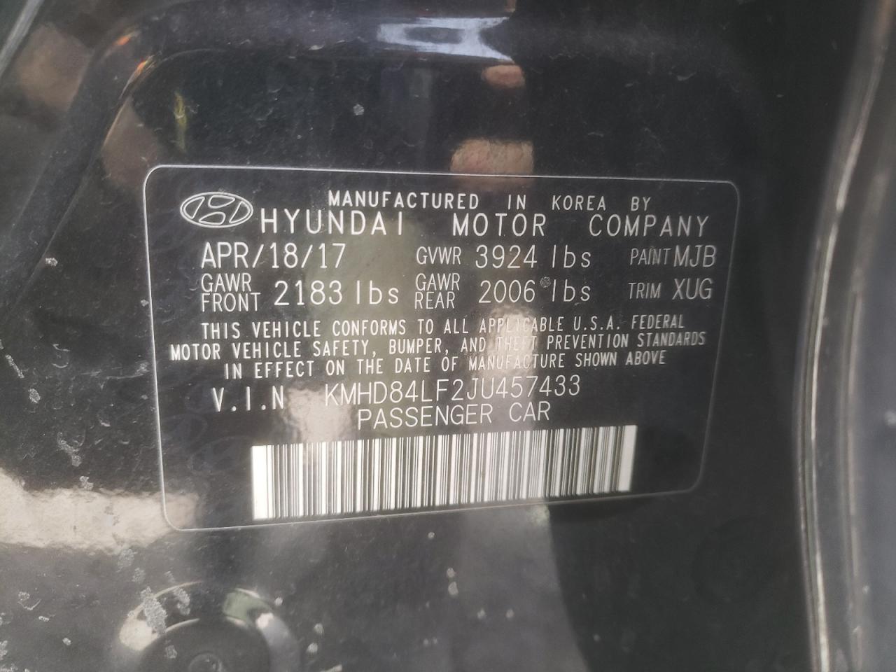 Photo 11 VIN: KMHD84LF2JU457433 - HYUNDAI ELANTRA 