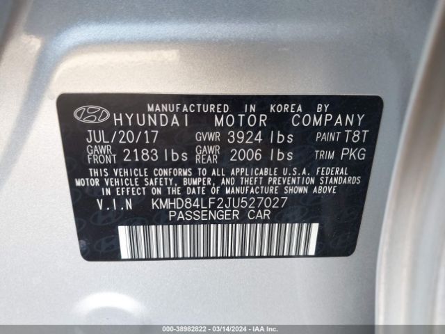 Photo 8 VIN: KMHD84LF2JU527027 - HYUNDAI ELANTRA 