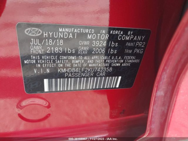 Photo 8 VIN: KMHD84LF2KU742358 - HYUNDAI ELANTRA 