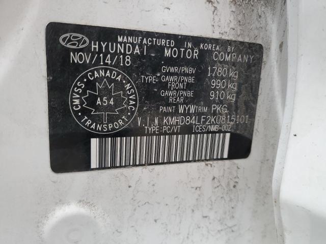 Photo 12 VIN: KMHD84LF2KU815101 - HYUNDAI ELANTRA SE 