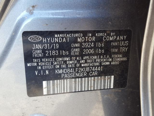 Photo 9 VIN: KMHD84LF2KU874441 - HYUNDAI ELANTRA SE 