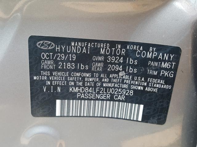 Photo 9 VIN: KMHD84LF2LU025928 - HYUNDAI ELANTRA SE 