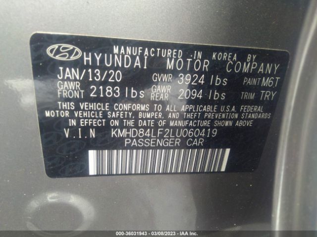 Photo 8 VIN: KMHD84LF2LU060419 - HYUNDAI ELANTRA 