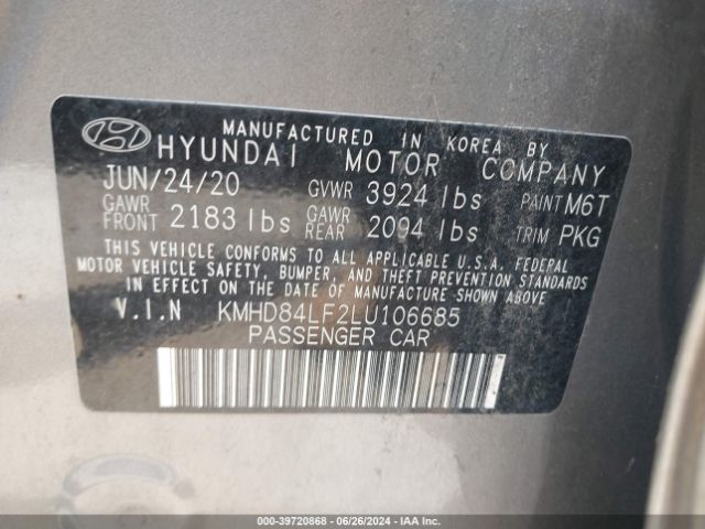 Photo 8 VIN: KMHD84LF2LU106685 - HYUNDAI ELANTRA 