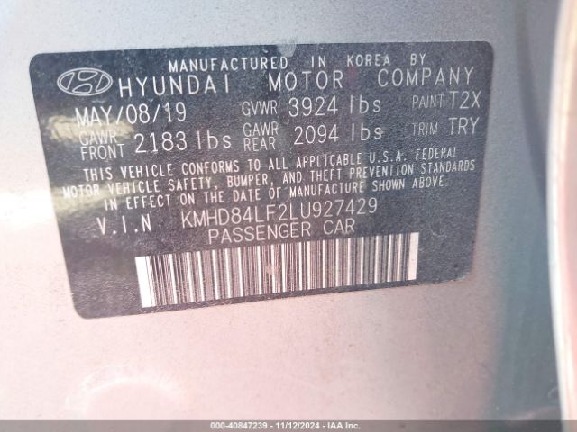 Photo 8 VIN: KMHD84LF2LU927429 - HYUNDAI ELANTRA 