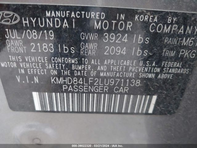 Photo 8 VIN: KMHD84LF2LU971138 - HYUNDAI ELANTRA 