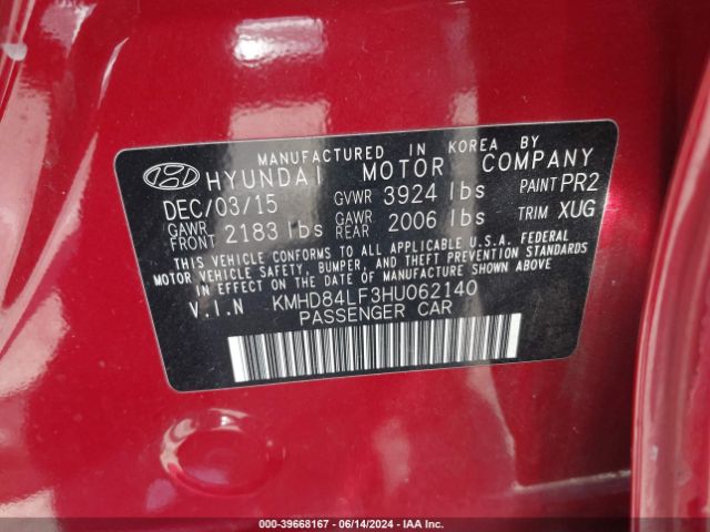 Photo 8 VIN: KMHD84LF3HU062140 - HYUNDAI ELANTRA 