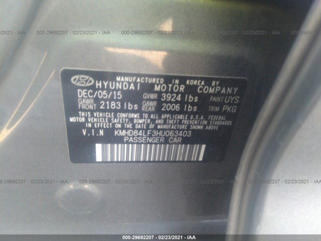 Photo 8 VIN: KMHD84LF3HU063403 - HYUNDAI ELANTRA 