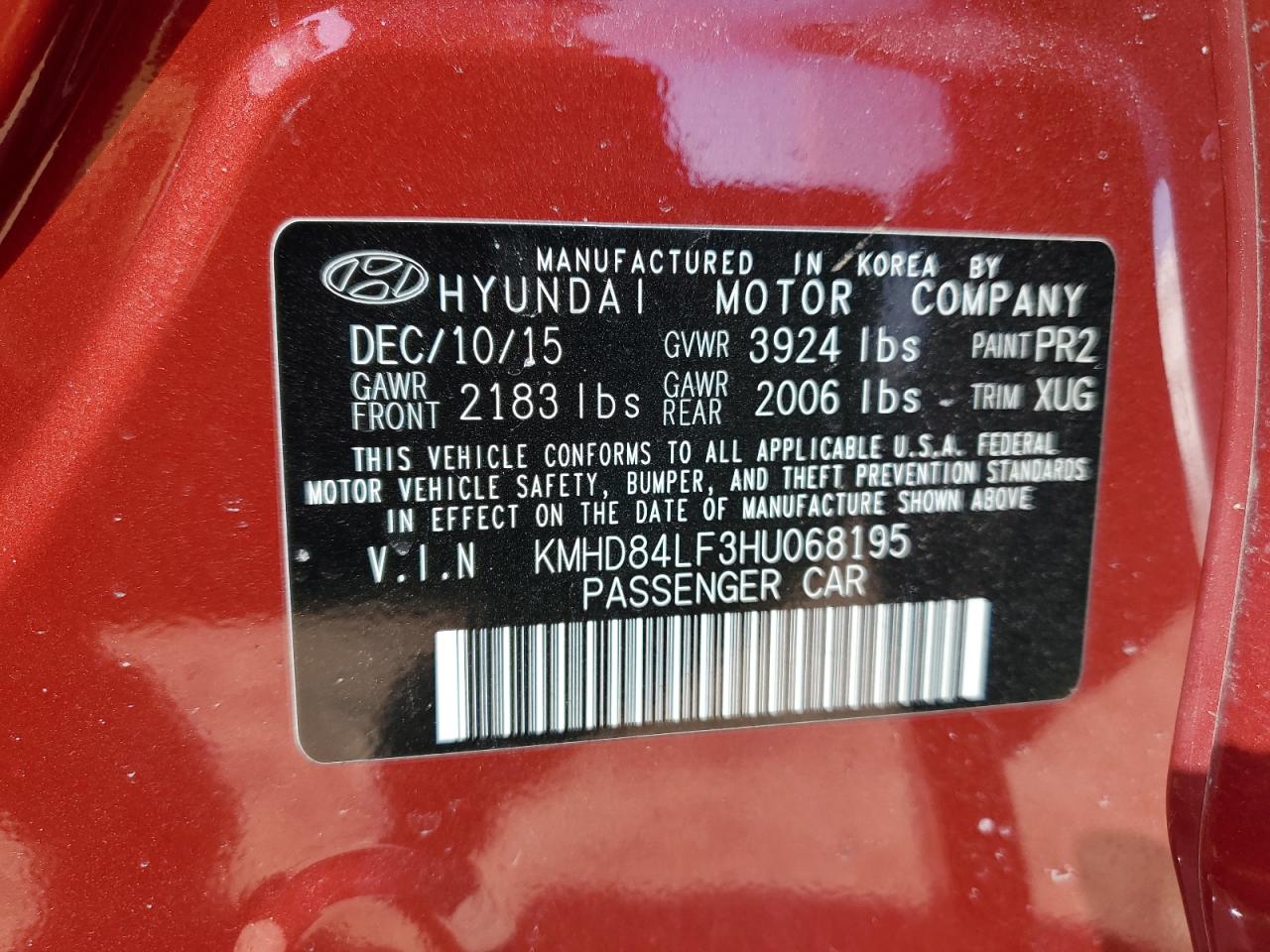 Photo 11 VIN: KMHD84LF3HU068195 - HYUNDAI ELANTRA 