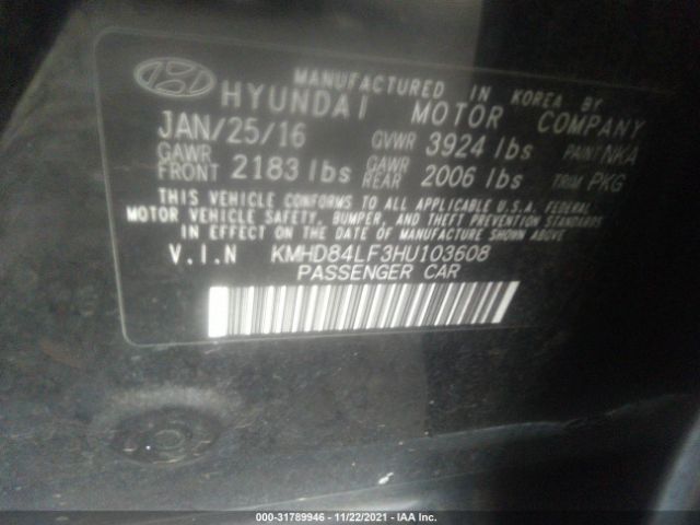 Photo 8 VIN: KMHD84LF3HU103608 - HYUNDAI ELANTRA 