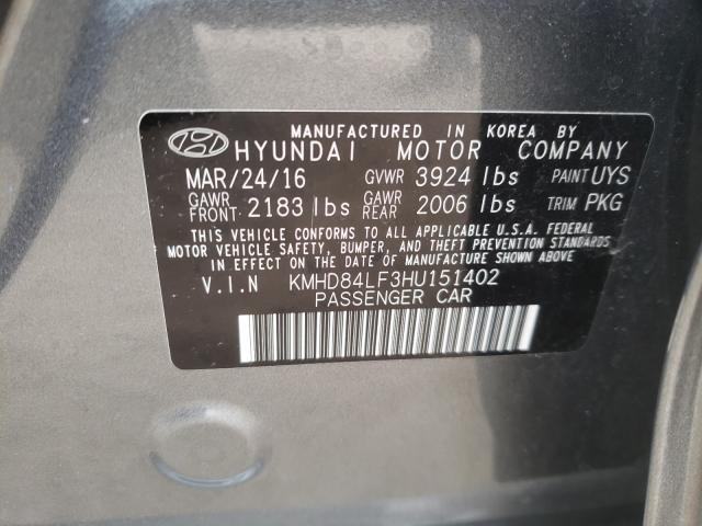 Photo 9 VIN: KMHD84LF3HU151402 - HYUNDAI ELANTRA SE 