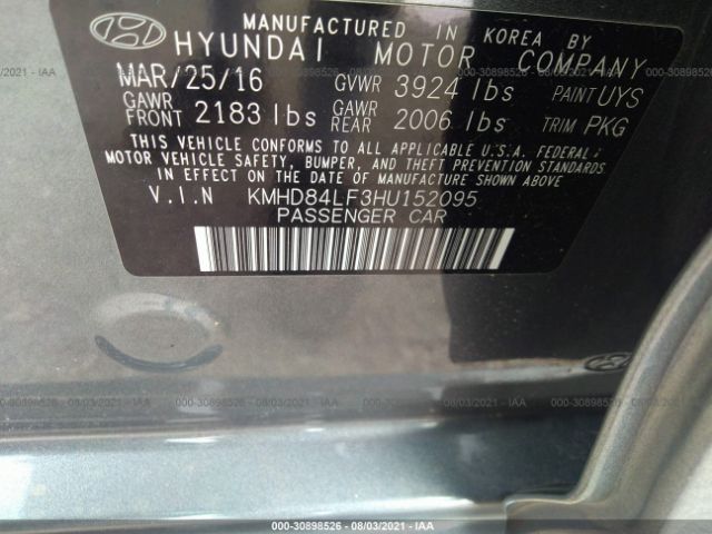 Photo 8 VIN: KMHD84LF3HU152095 - HYUNDAI ELANTRA 