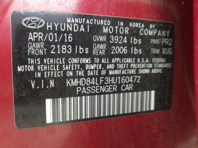 Photo 9 VIN: KMHD84LF3HU160472 - HYUNDAI ELANTRA 