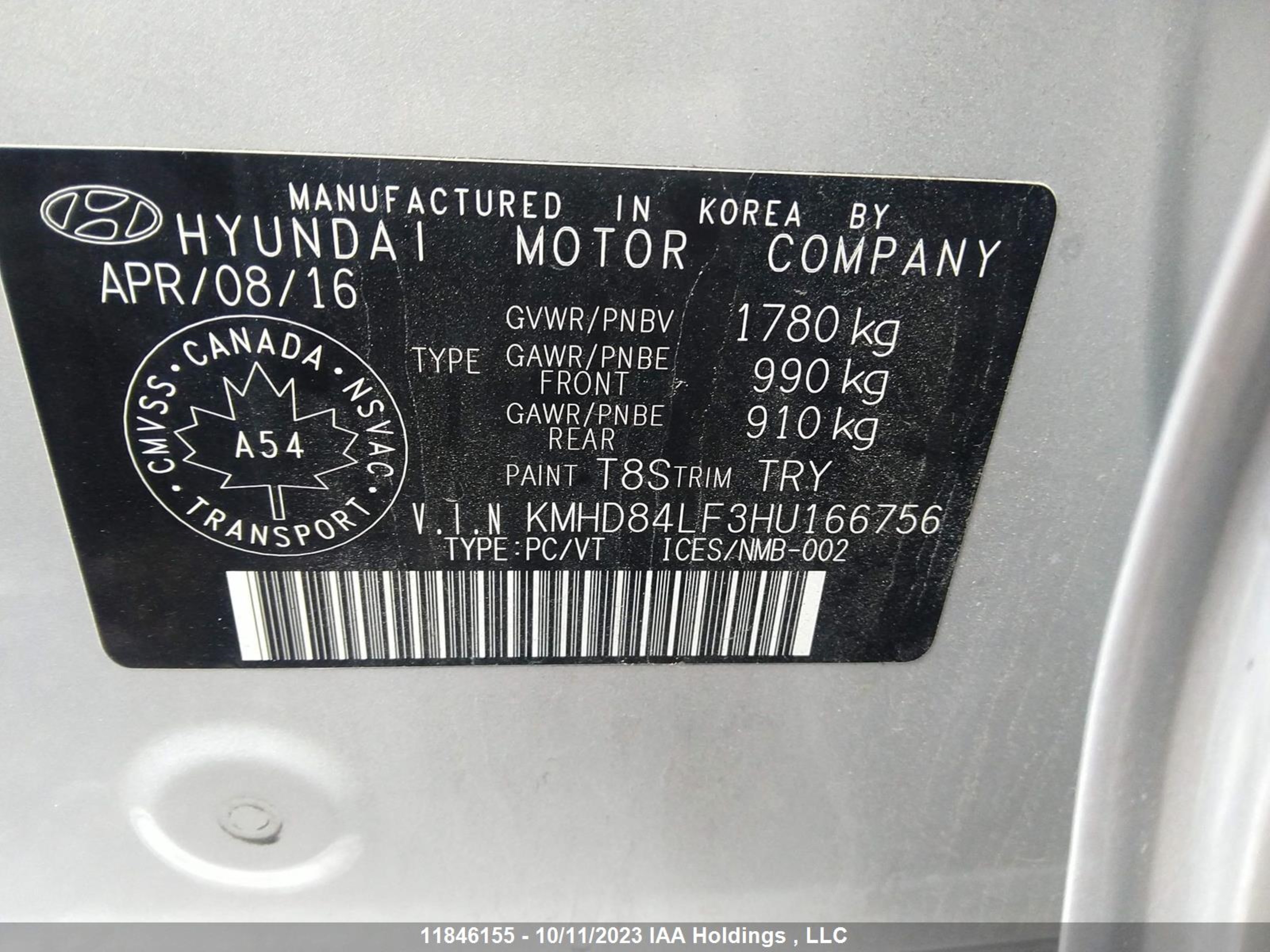 Photo 8 VIN: KMHD84LF3HU166756 - HYUNDAI ELANTRA 