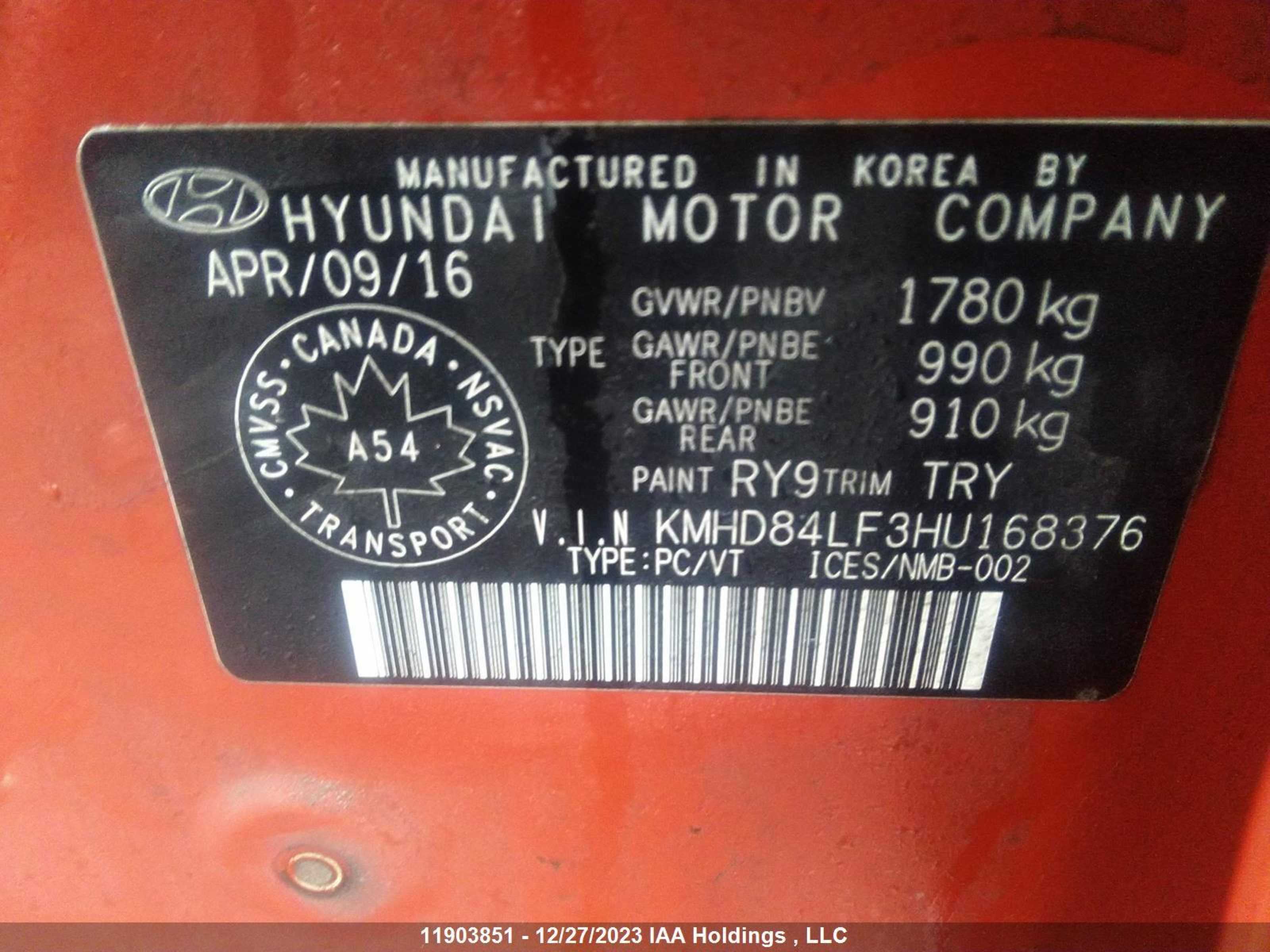 Photo 8 VIN: KMHD84LF3HU168376 - HYUNDAI ELANTRA 