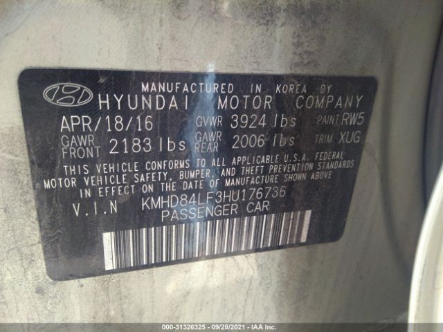 Photo 8 VIN: KMHD84LF3HU176736 - HYUNDAI ELANTRA 