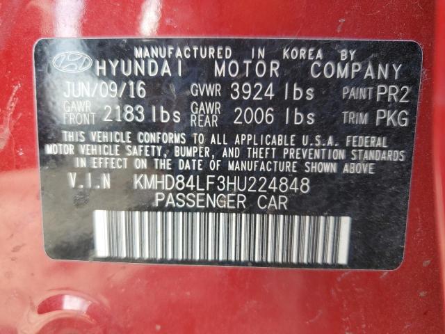 Photo 11 VIN: KMHD84LF3HU224848 - HYUNDAI ELANTRA SE 