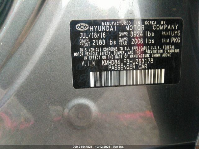 Photo 8 VIN: KMHD84LF3HU263178 - HYUNDAI ELANTRA 