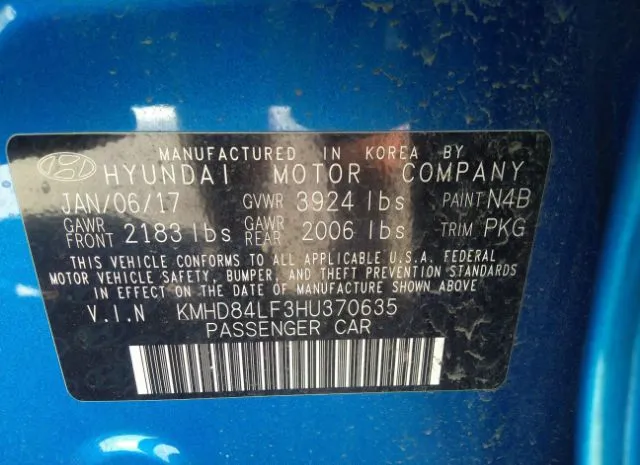 Photo 8 VIN: KMHD84LF3HU370635 - HYUNDAI ELANTRA 