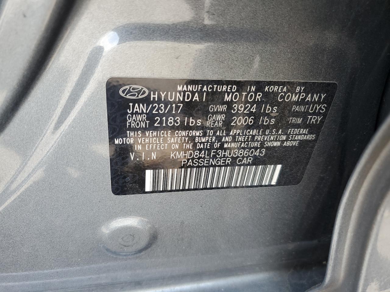 Photo 11 VIN: KMHD84LF3HU386043 - HYUNDAI ELANTRA 