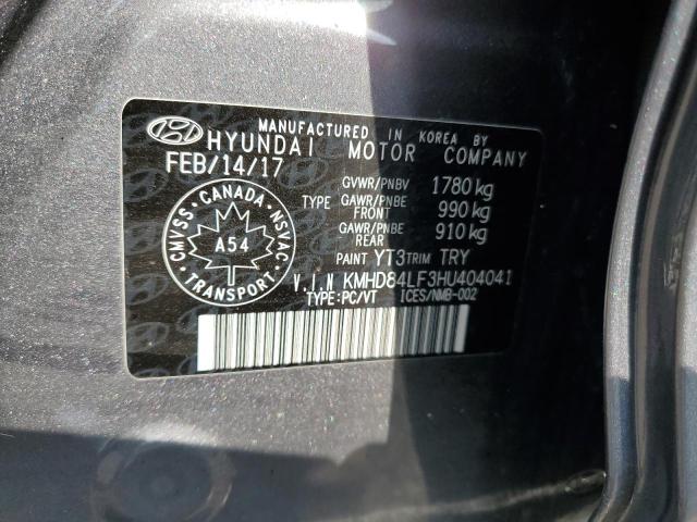 Photo 11 VIN: KMHD84LF3HU404041 - HYUNDAI ELANTRA SE 