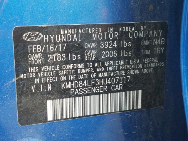 Photo 9 VIN: KMHD84LF3HU407117 - HYUNDAI ELANTRA SE 