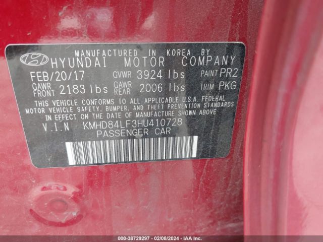 Photo 8 VIN: KMHD84LF3HU410728 - HYUNDAI ELANTRA 