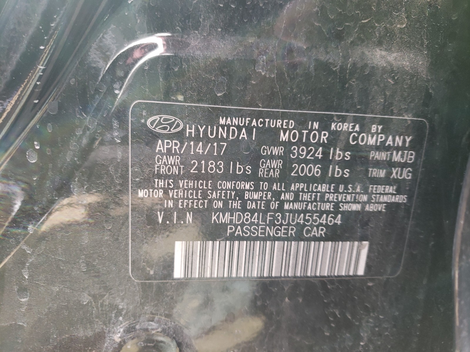 Photo 9 VIN: KMHD84LF3JU455464 - HYUNDAI ELANTRA SE 