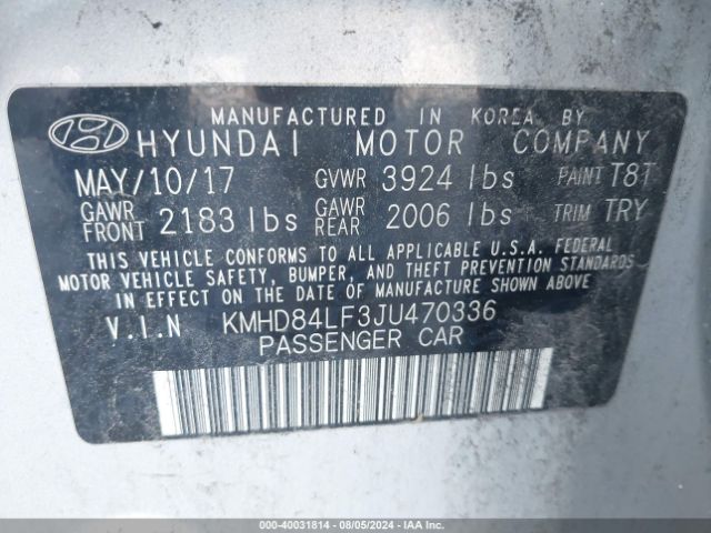 Photo 8 VIN: KMHD84LF3JU470336 - HYUNDAI ELANTRA 