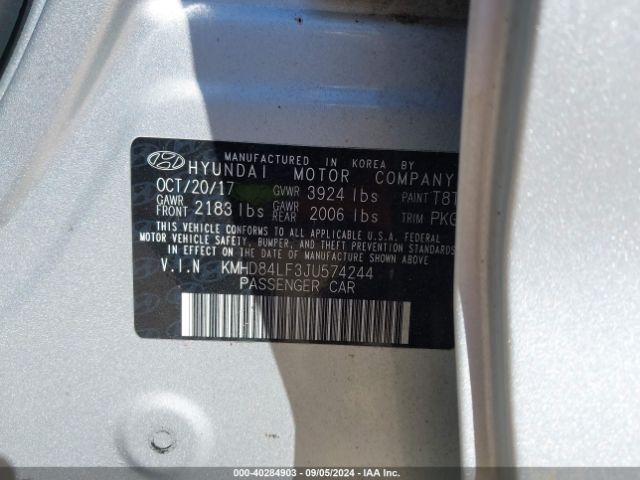 Photo 8 VIN: KMHD84LF3JU574244 - HYUNDAI ELANTRA 