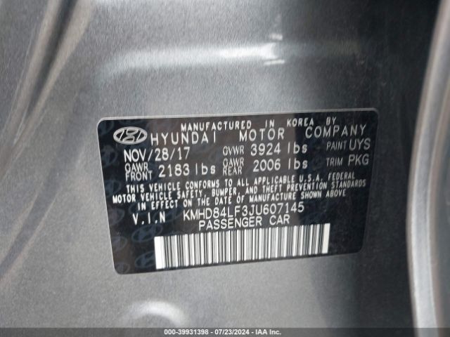 Photo 8 VIN: KMHD84LF3JU607145 - HYUNDAI ELANTRA 