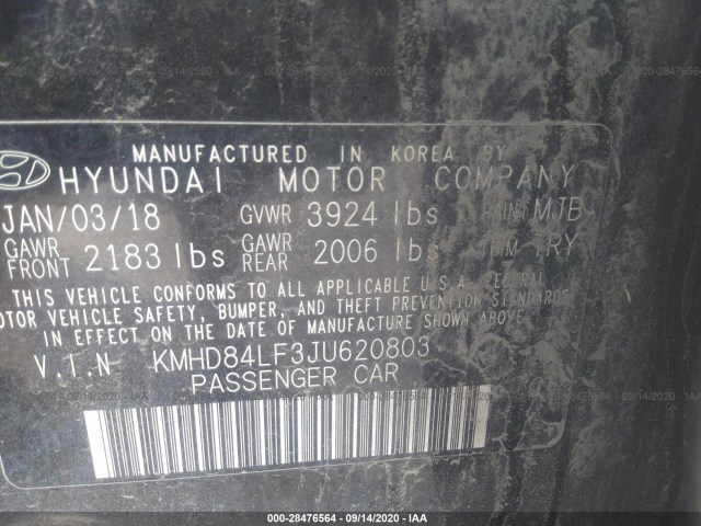 Photo 8 VIN: KMHD84LF3JU620803 - HYUNDAI ELANTRA 