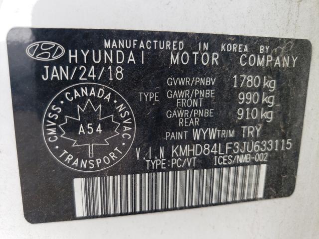 Photo 9 VIN: KMHD84LF3JU633115 - HYUNDAI ELANTRA 