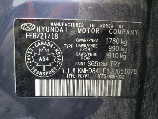 Photo 11 VIN: KMHD84LF3JU651078 - HYUNDAI ELANTRA 