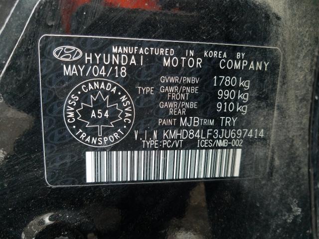 Photo 9 VIN: KMHD84LF3JU697414 - HYUNDAI ELANTRA 