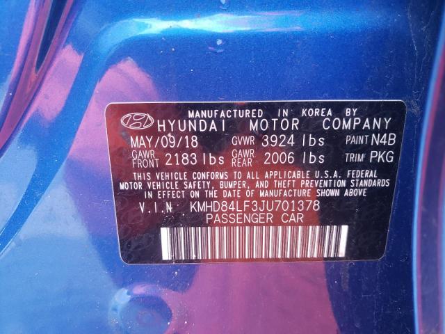 Photo 9 VIN: KMHD84LF3JU701378 - HYUNDAI ELANTRA SE 