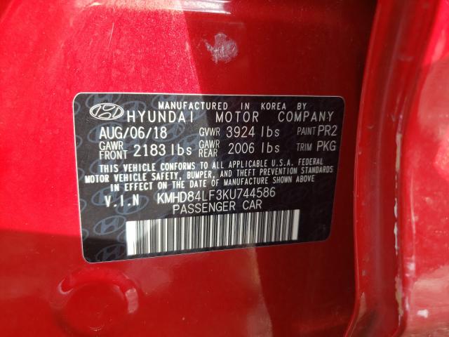 Photo 9 VIN: KMHD84LF3KU744586 - HYUNDAI ELANTRA SE 