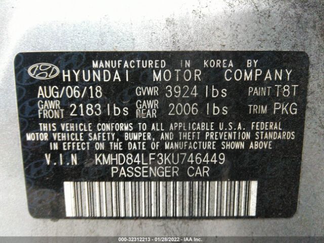 Photo 8 VIN: KMHD84LF3KU746449 - HYUNDAI ELANTRA 