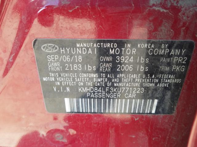 Photo 9 VIN: KMHD84LF3KU771223 - HYUNDAI ELANTRA SE 