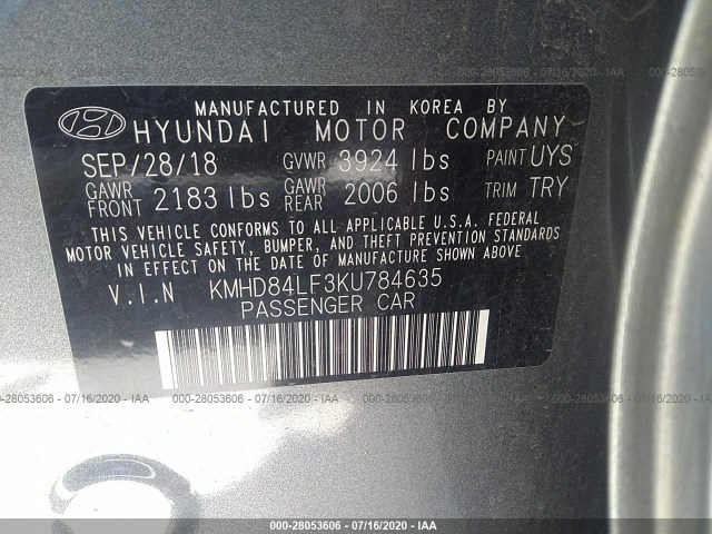 Photo 8 VIN: KMHD84LF3KU784635 - HYUNDAI ELANTRA 