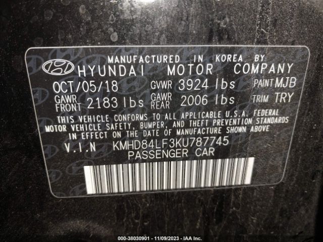 Photo 8 VIN: KMHD84LF3KU787745 - HYUNDAI ELANTRA 