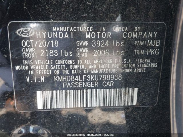 Photo 8 VIN: KMHD84LF3KU798938 - HYUNDAI ELANTRA 