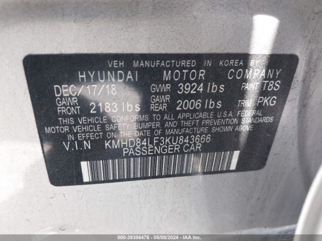 Photo 8 VIN: KMHD84LF3KU843666 - HYUNDAI ELANTRA 